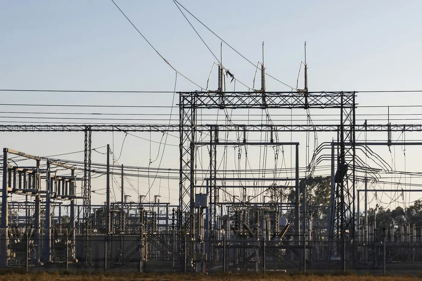High-voltage electrical substation and power distribution infrastructure