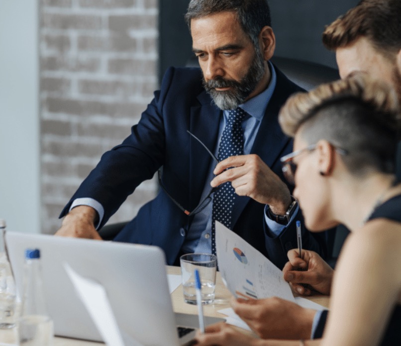 Cyber risk platform and reporting workspace in a modern office environment