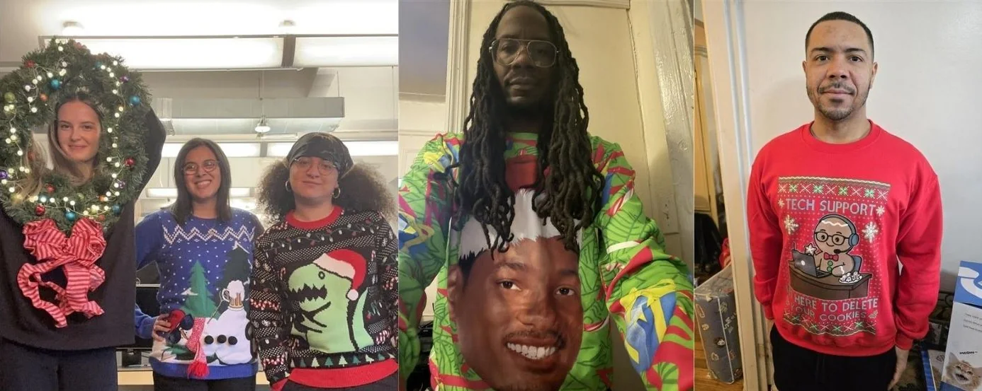 ACS ugly sweater team celebration