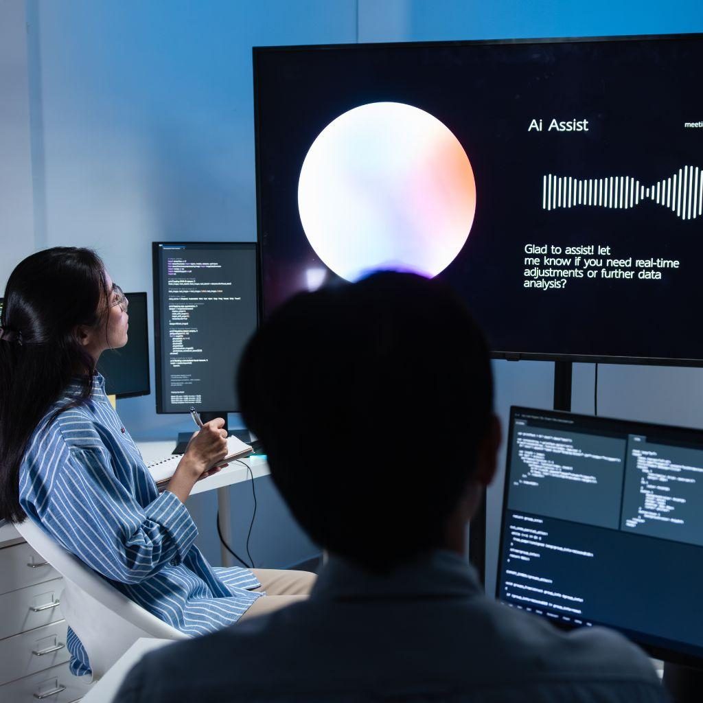 ACS team working with an AI assistant across multiple screens